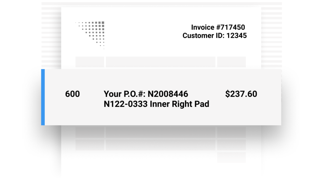 Invoice with line item details highlighted
